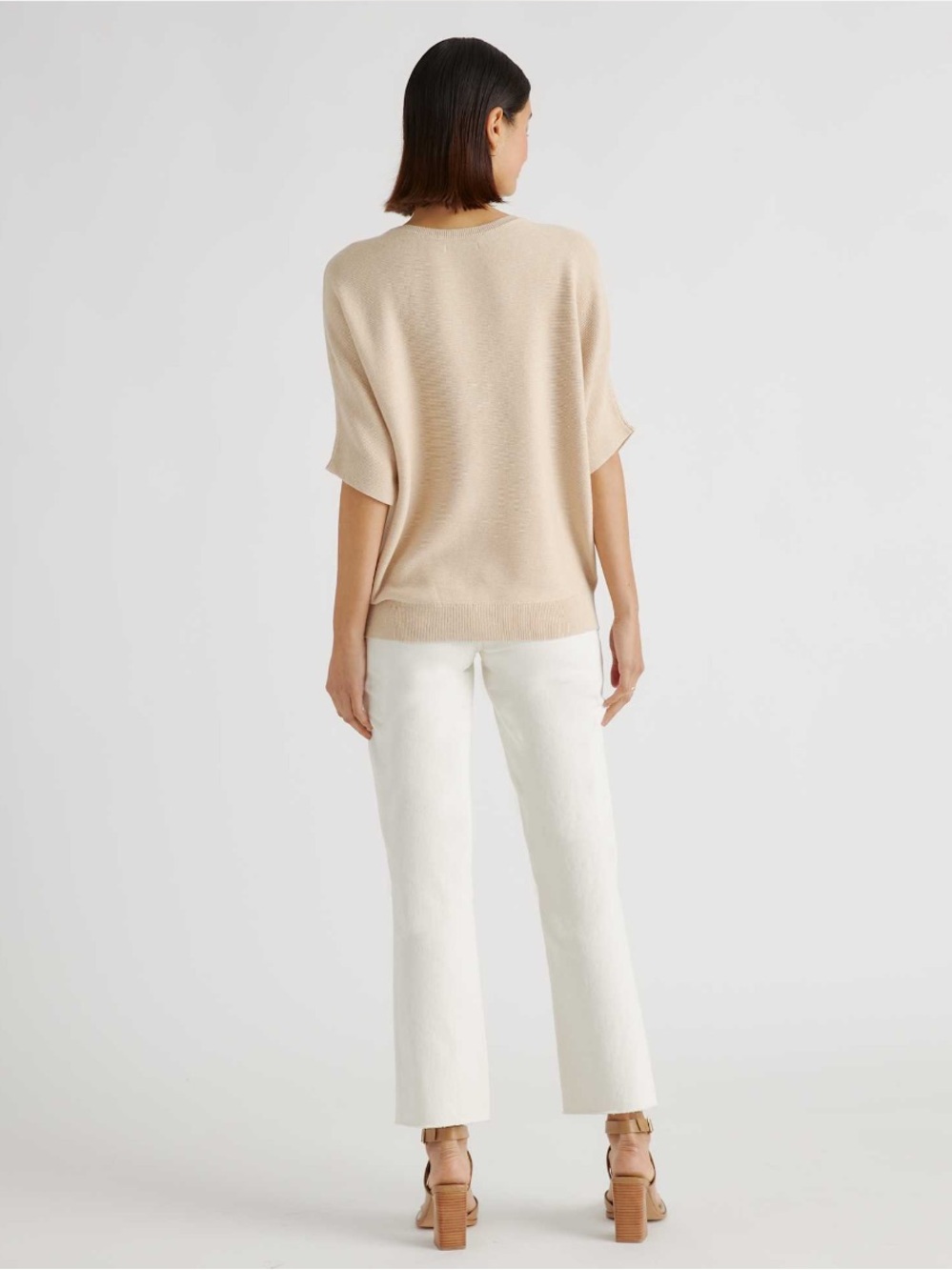 QUINCE LIGHTWEIGHT COTTON CASHMERE LINK-STITCH DOLMAN SWEATER - Picture 2 of 5